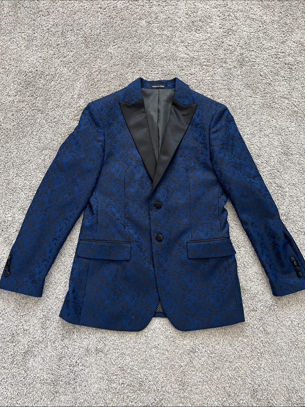 AfterHours Men’s Blue & Black Dinner Jacket Blazer w/ Black Satin Lapel Size 40R